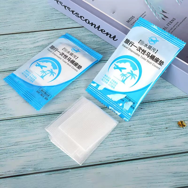 Stay Safe & Comfortable Anywhere-50-Pack Individually Wrapped Disposable Waterproof Toilet Covers-Non-Slip Protection, Anywhere You Go”